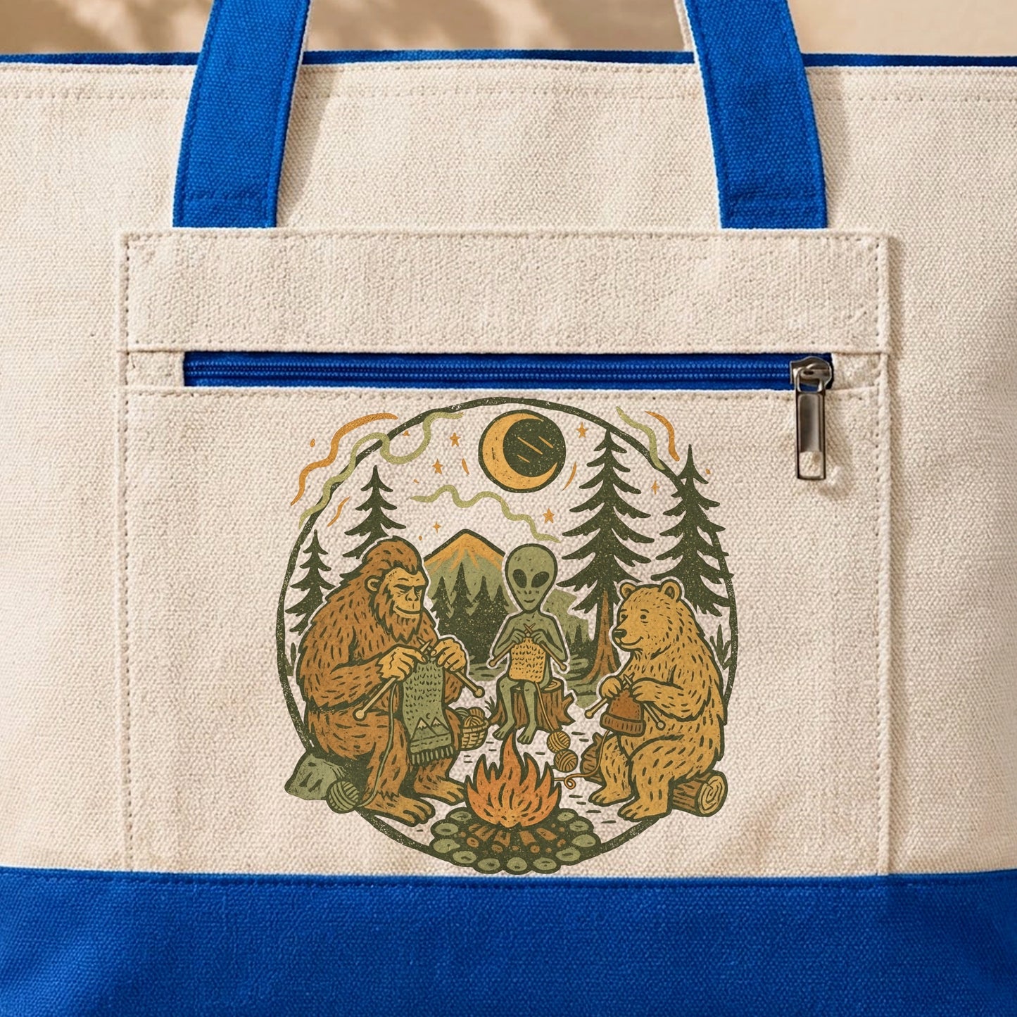 Campfire Knitting Friends Tote
