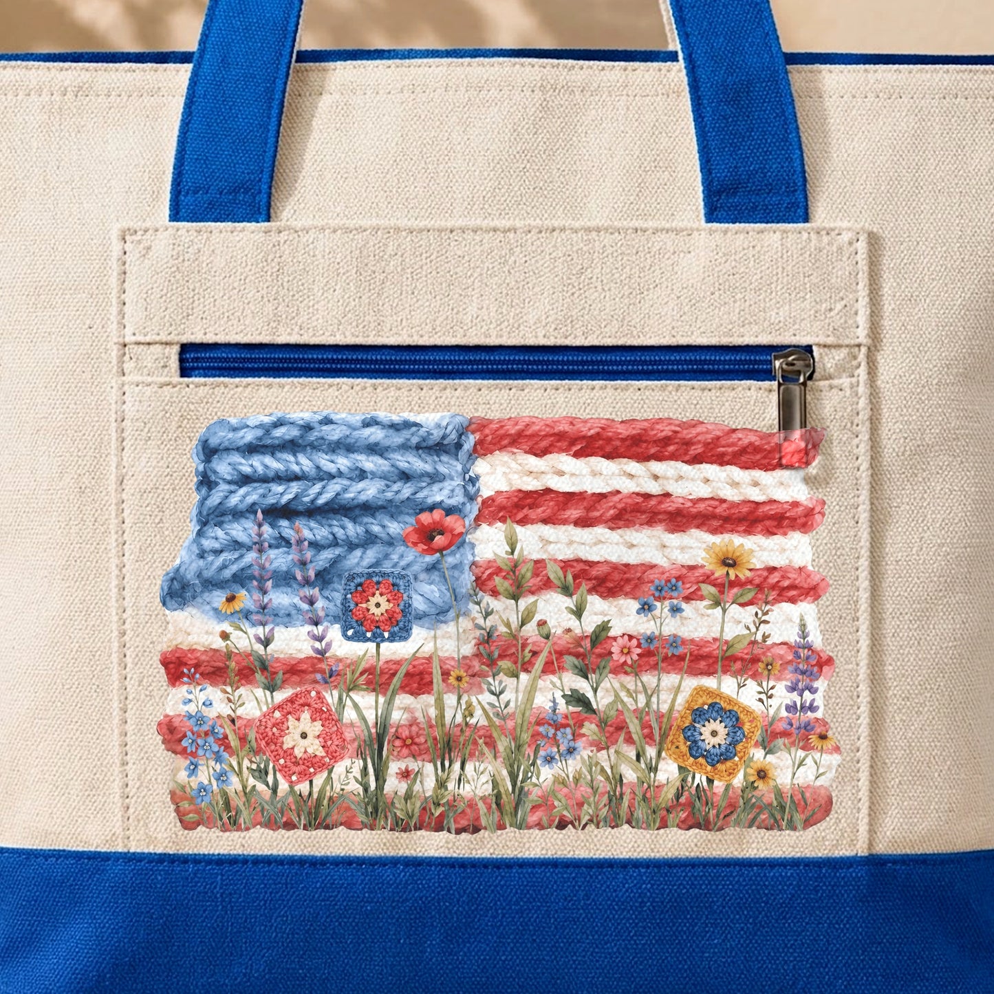 Flowers, Stripes & Skeins Tote