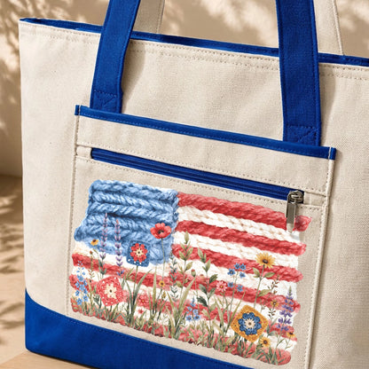 Flowers, Stripes & Skeins Tote