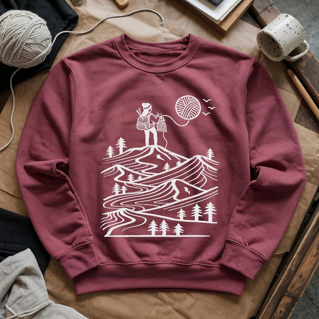 A Camper Knitting The Sun Sweatshirt