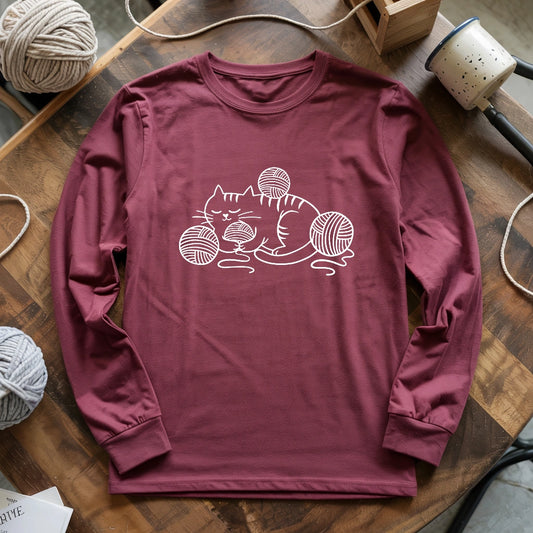 Cat And Yarn Long Sleeve T-shirt