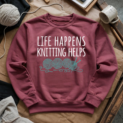 Life Happens Knitting Helps Sweatshirt