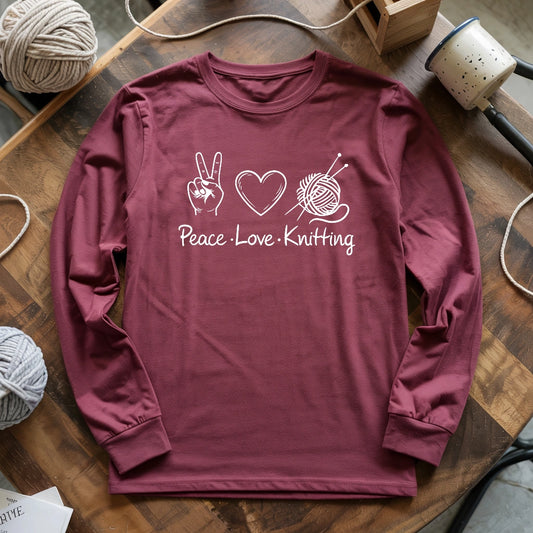 Peace Love Knitting Long Sleeve T-shirt