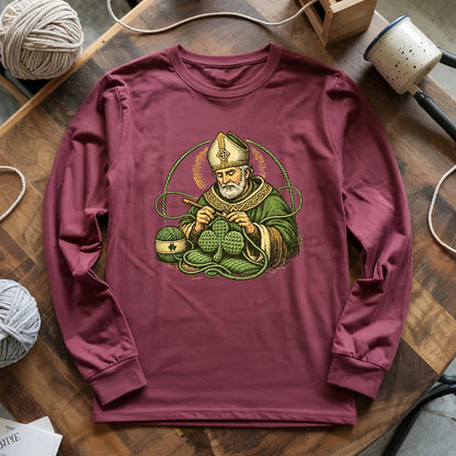 St.Patrick Crocheting Shamrock Long Sleeve T-shirt