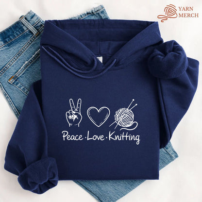 Peace Love Knitting Hoodie