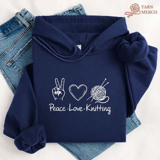 Peace Love Knitting Hoodie