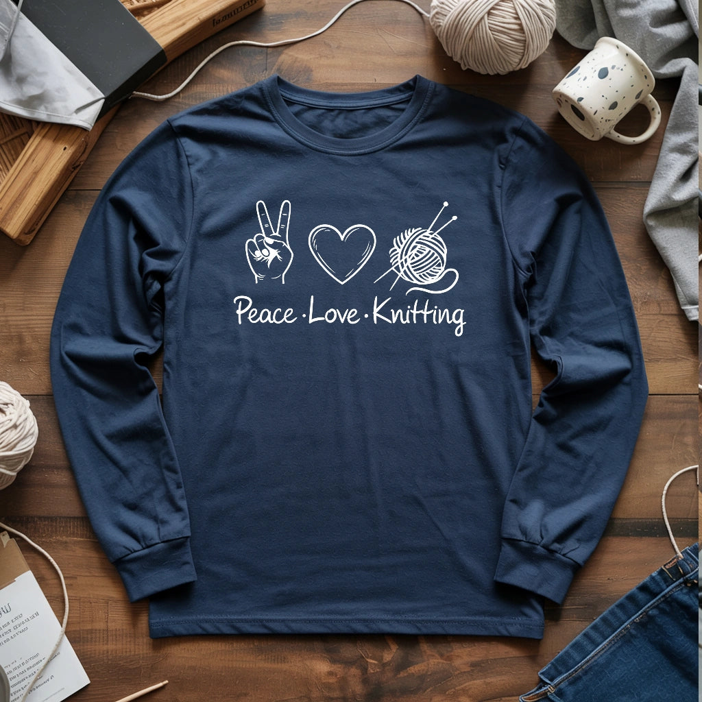 Peace Love Knitting Long Sleeve T-shirt