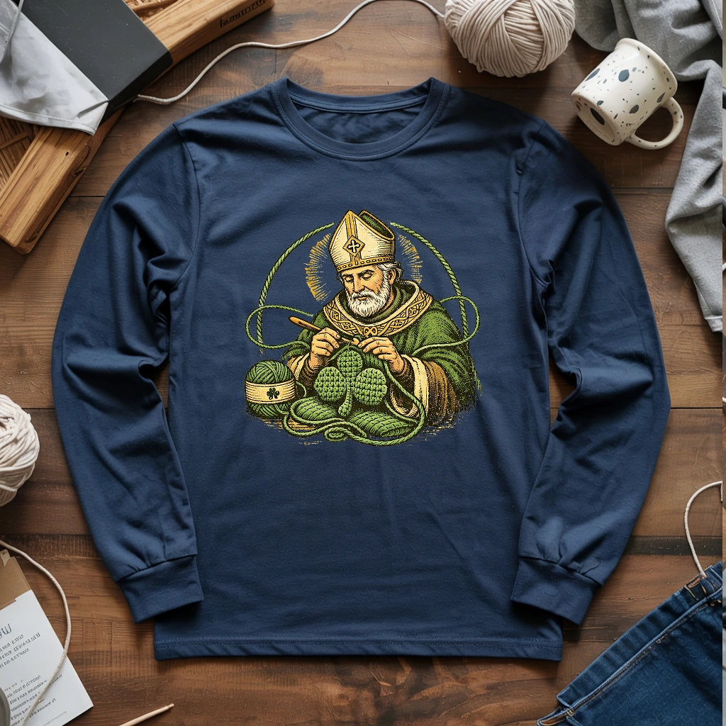 St.Patrick Crocheting Shamrock Long Sleeve T-shirt