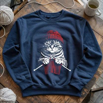 Vintage Knitting Cat Sweatshirt