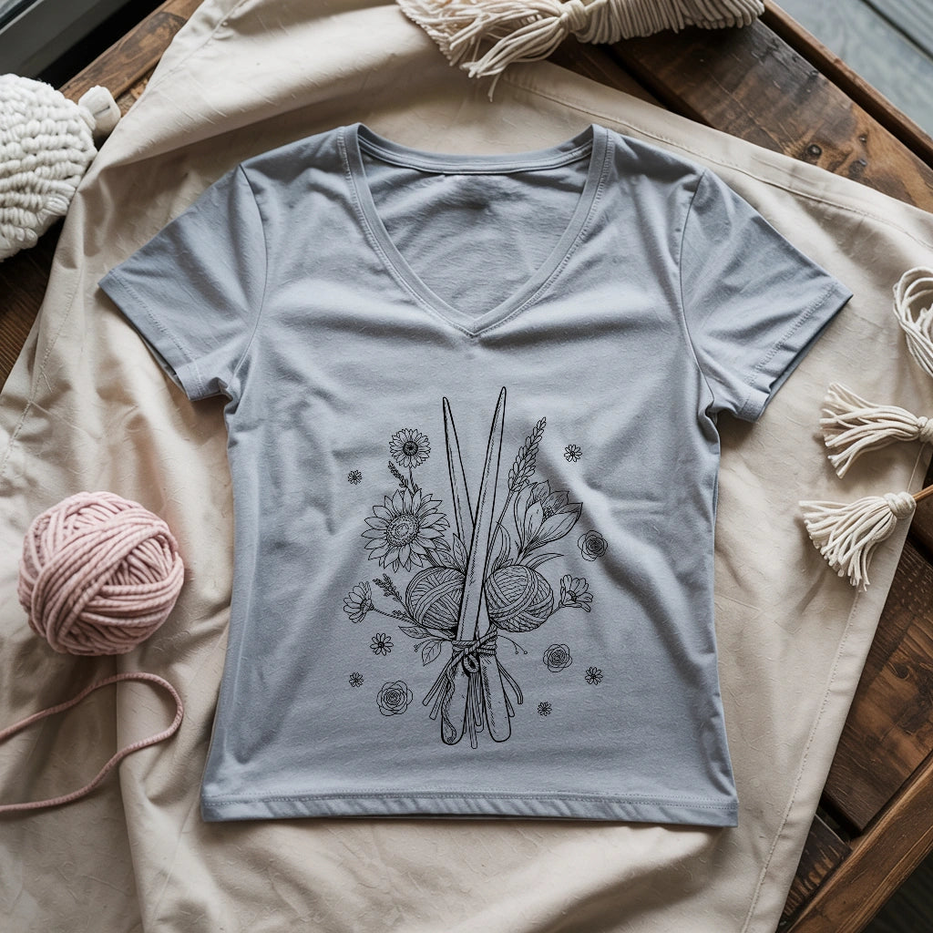 Bouquet of Stitches Lady V-neck