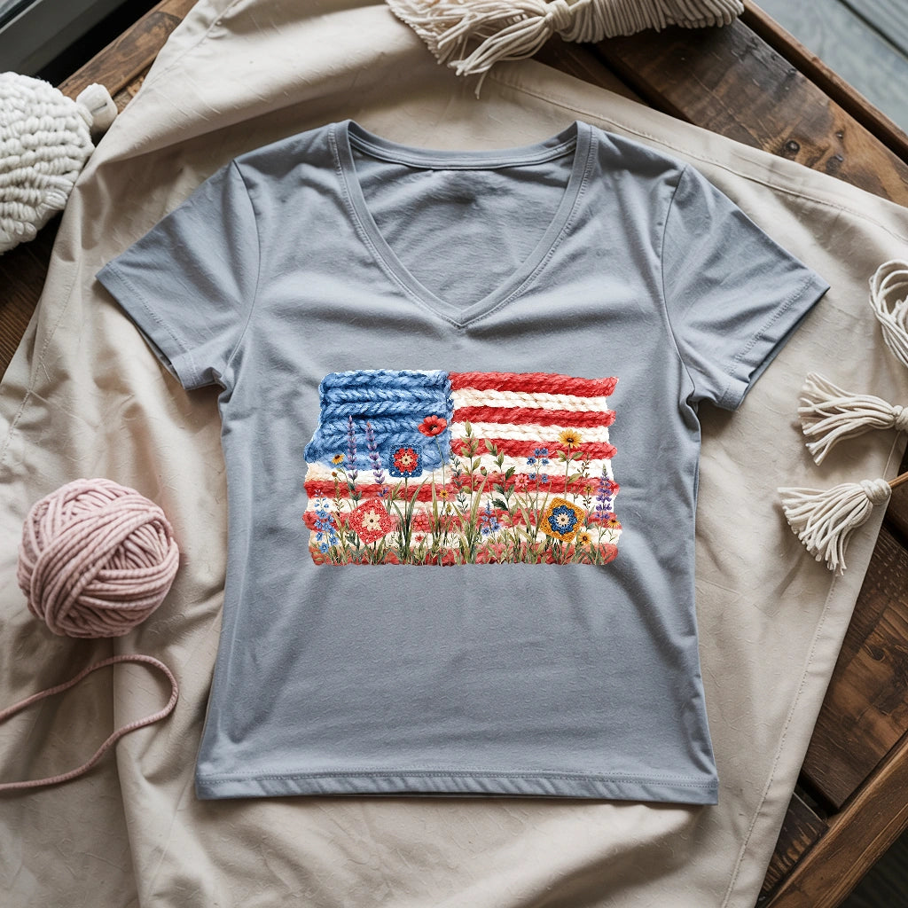 Flowers, Stripes & Skeins Lady V-neck