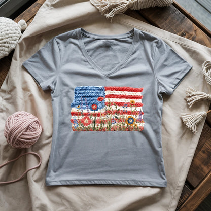Flowers, Stripes & Skeins Lady V-neck