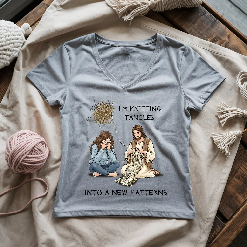 God Knitting Tangles Lady V-neck