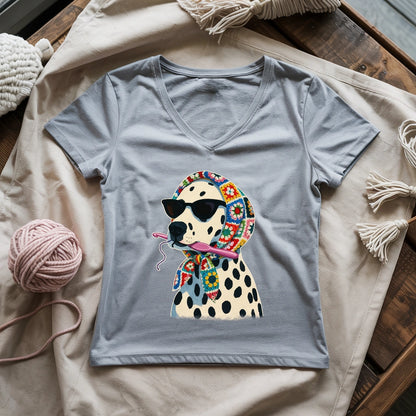 Granny Square Dalmatian Lady V-neck