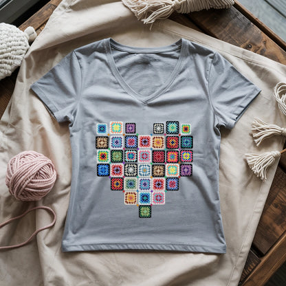 Granny Squares Heart Lady V-neck