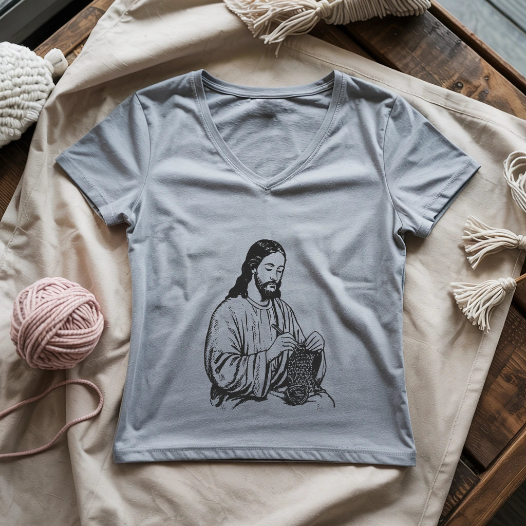Jesus Crochet Lady V-neck