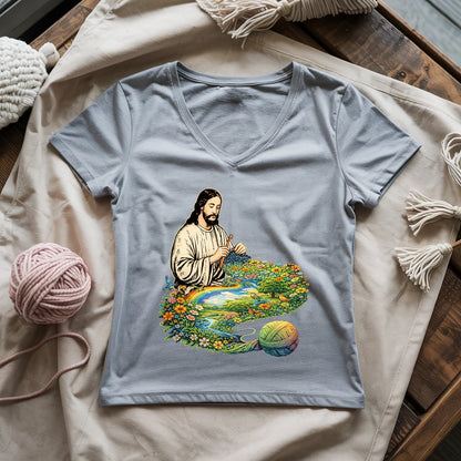 Jesus Crochet Life Lady V-neck