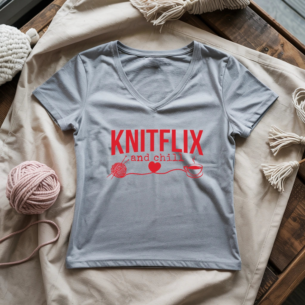 Knitflix And Chill Lady V-neck
