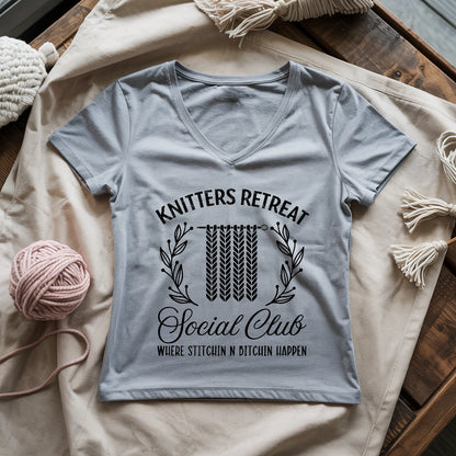 Knitters Retreat Social Club Lady V-neck