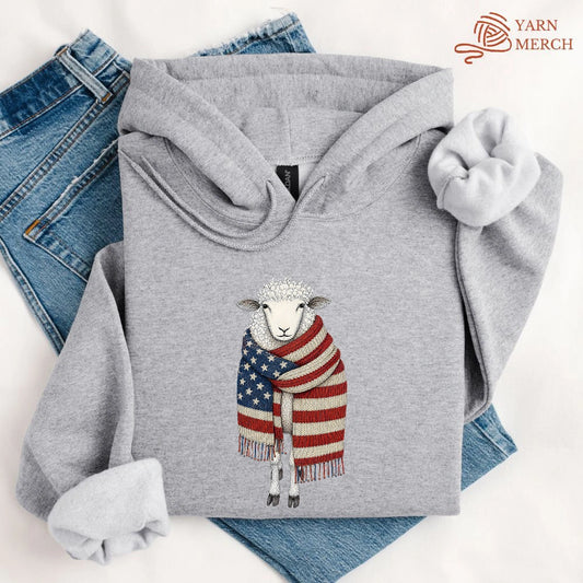 Patriotic Knitting Sheep Hoodie