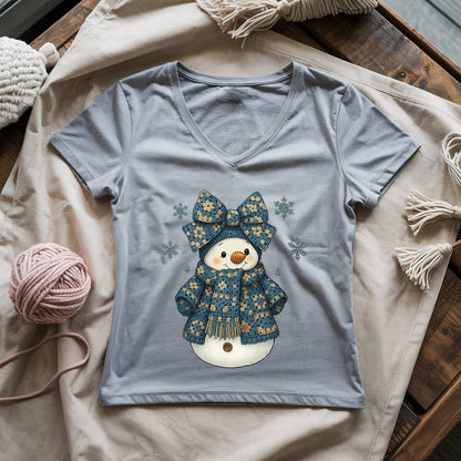 Snowman Crocheter Lady V-neck