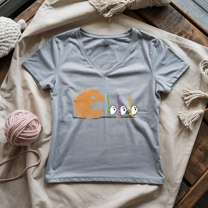 Spooky Yarn Muncher Lady V-neck