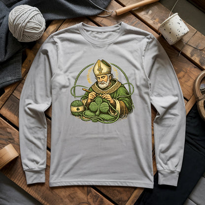 St.Patrick Crocheting Shamrock Long Sleeve T-shirt