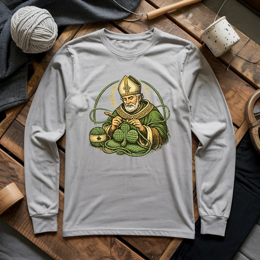 St.Patrick Crocheting Shamrock Long Sleeve T-shirt