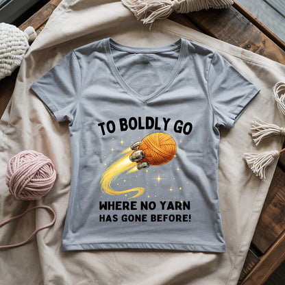 To Boldly Yarn Lady V-neck