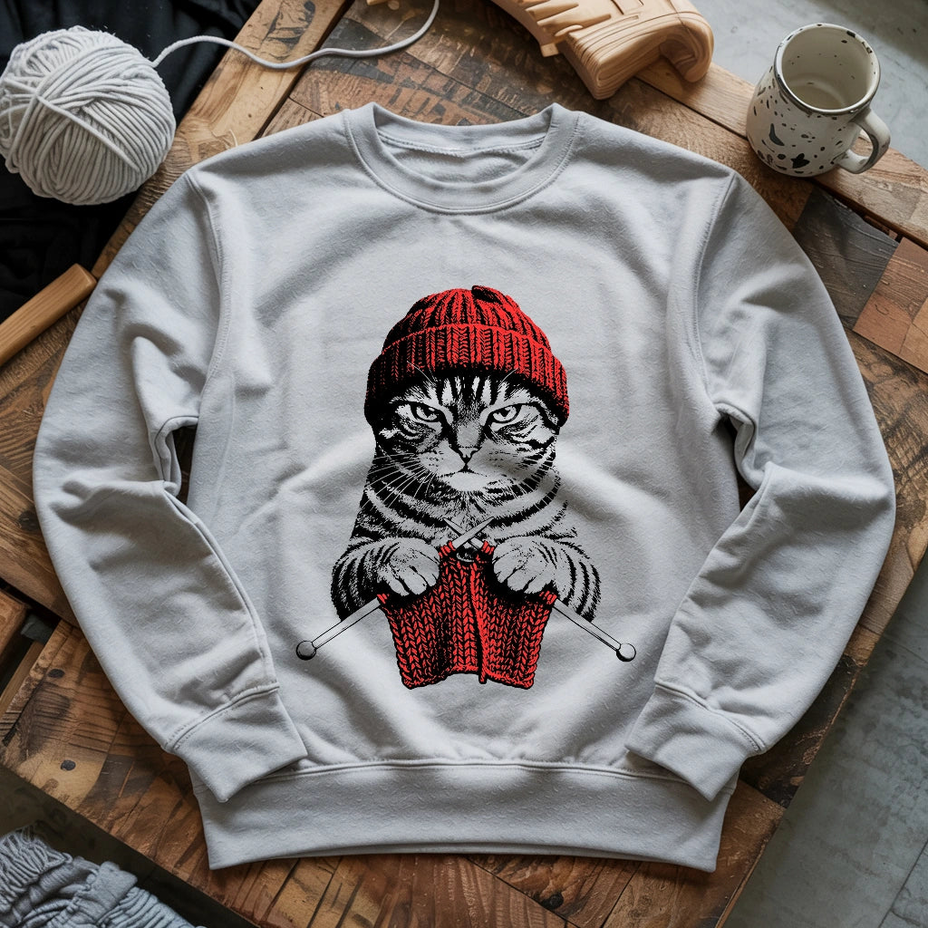 Vintage Knitting Cat Sweatshirt
