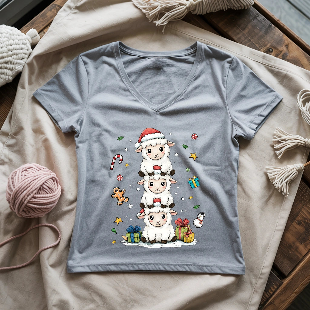 Woolly Christmas Tower Lady V-neck