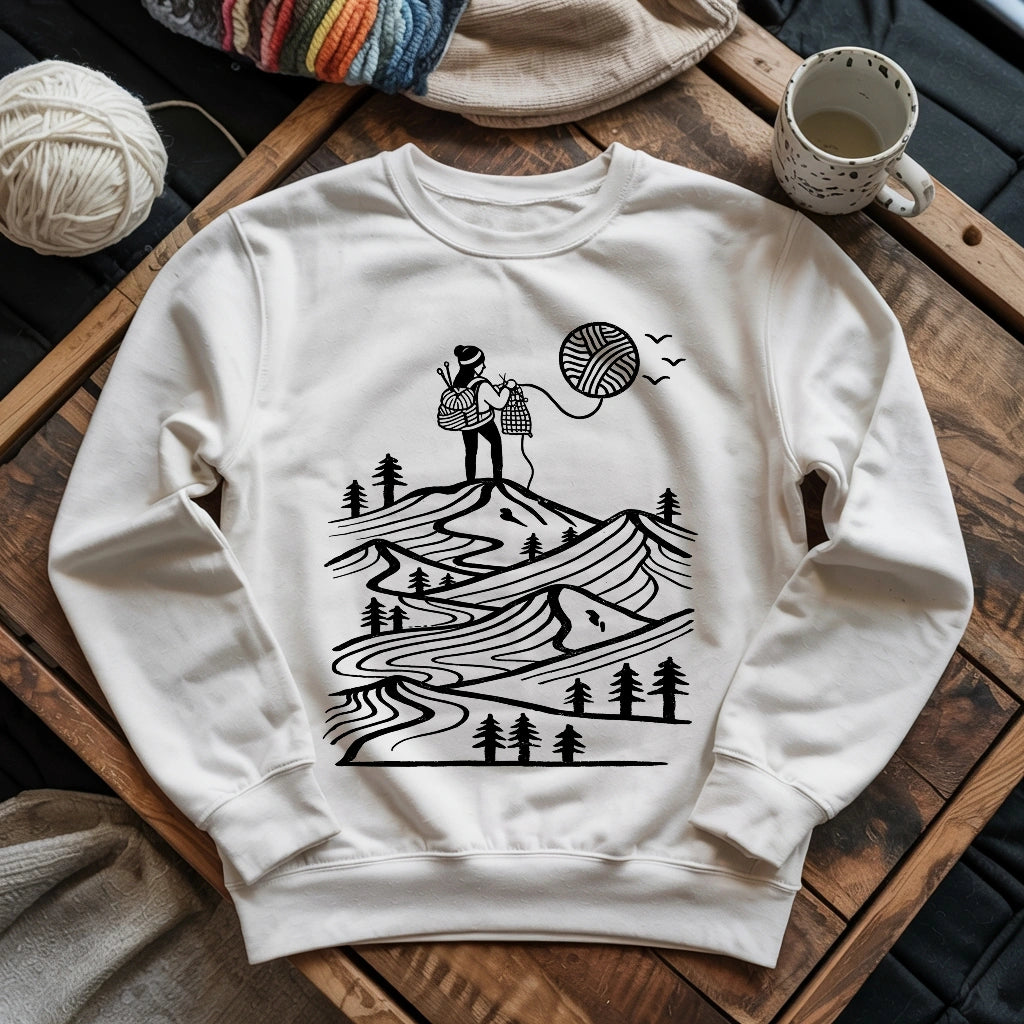 A Camper Knitting The Sun Sweatshirt