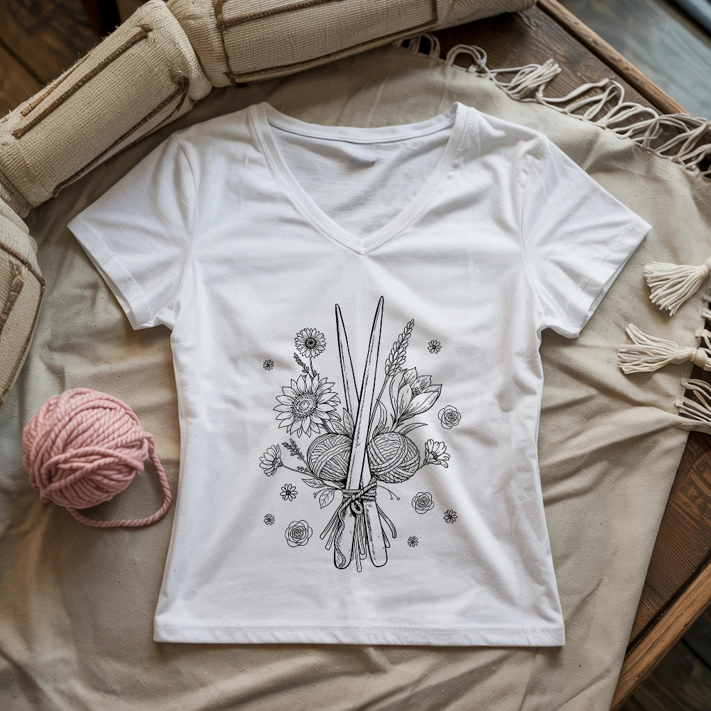 Bouquet of Stitches Lady V-neck