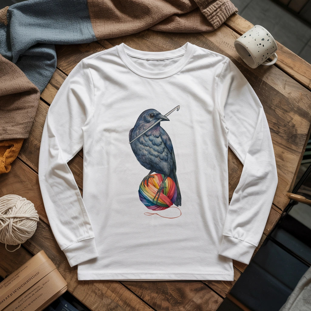 Crochet Crow Long Sleeve T-shirt