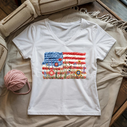 Flowers, Stripes & Skeins Lady V-neck