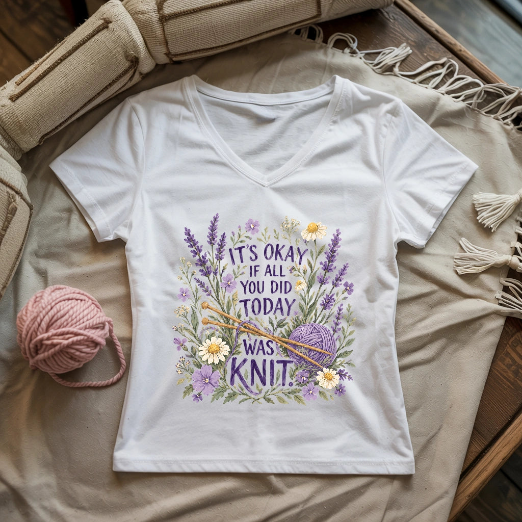 If All You Did Was Knit Lady V-neck