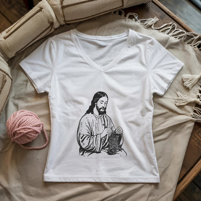 Jesus Crochet Lady V-neck