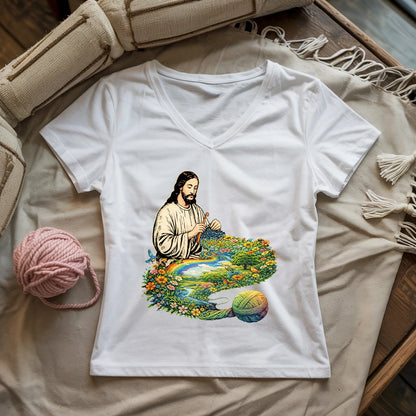 Jesus Crochet Life Lady V-neck
