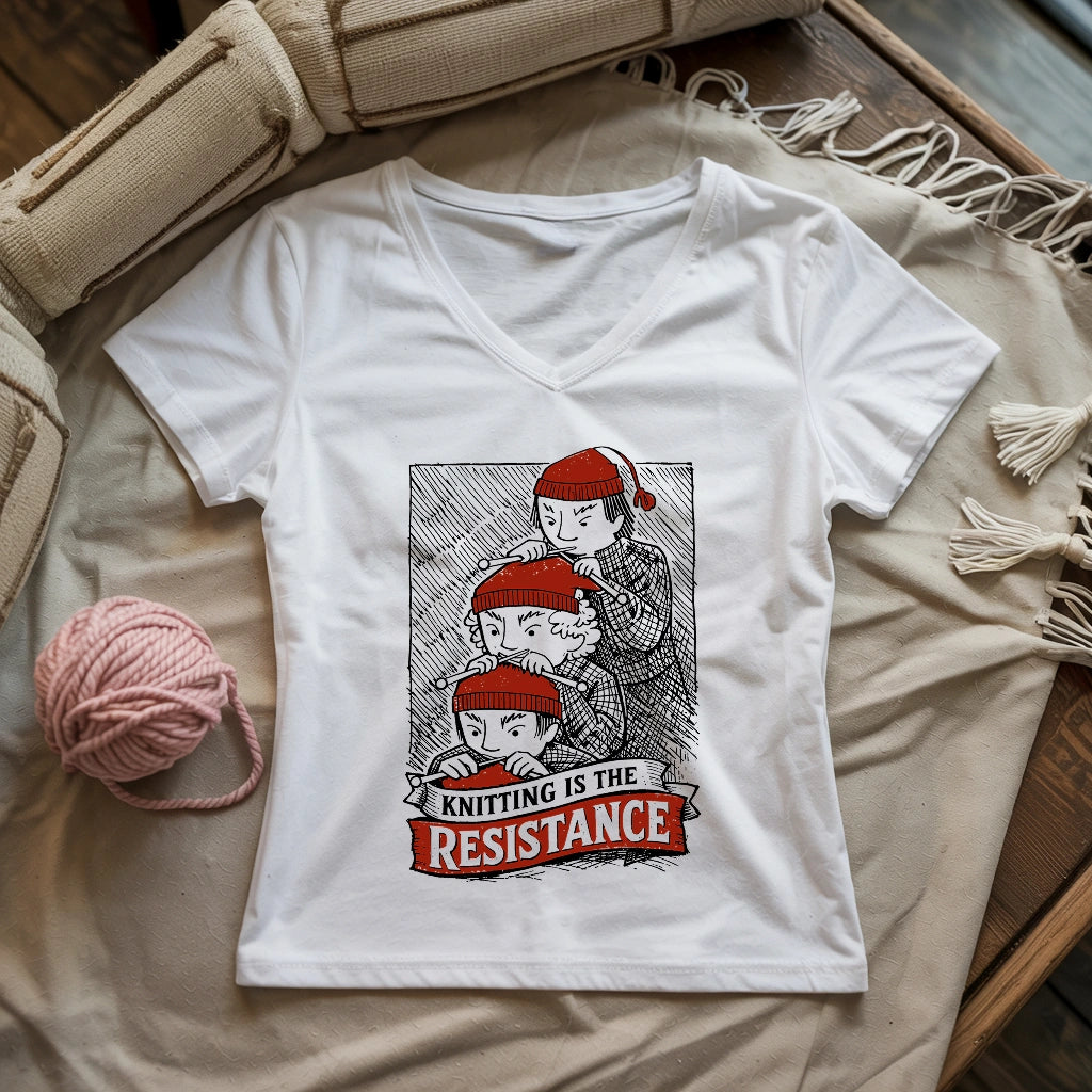 Knitting Is The Resistance Lady V-neck
