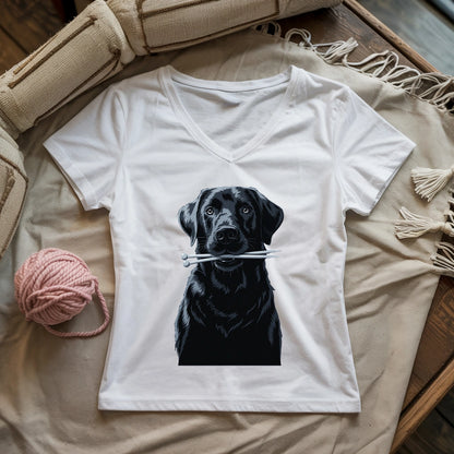Labrador With Needles Lady V-neck