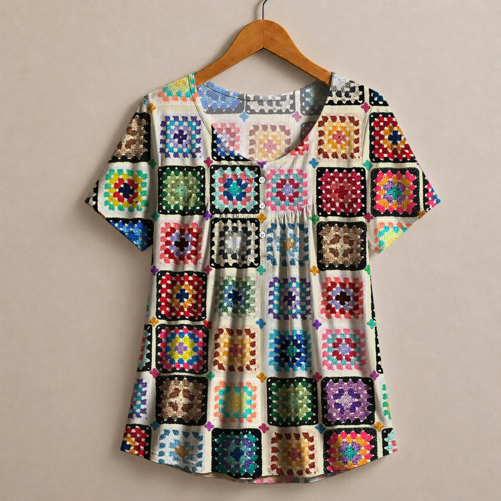 Mixed Granny Squares Blouse