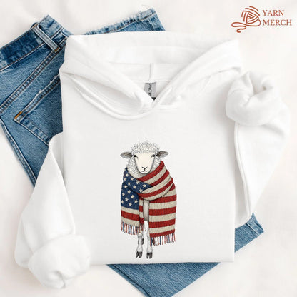 Patriotic Knitting Sheep Hoodie