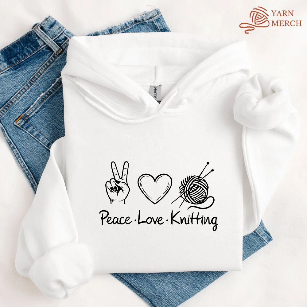 Peace Love Knitting Hoodie