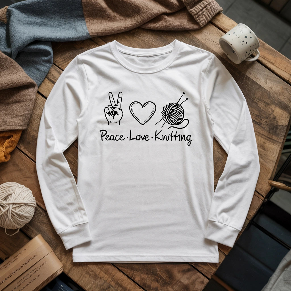Peace Love Knitting Long Sleeve T-shirt