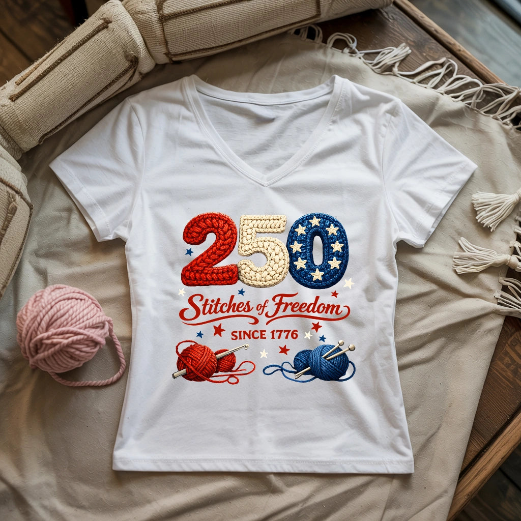 Stitches of Freedom Lady V-neck