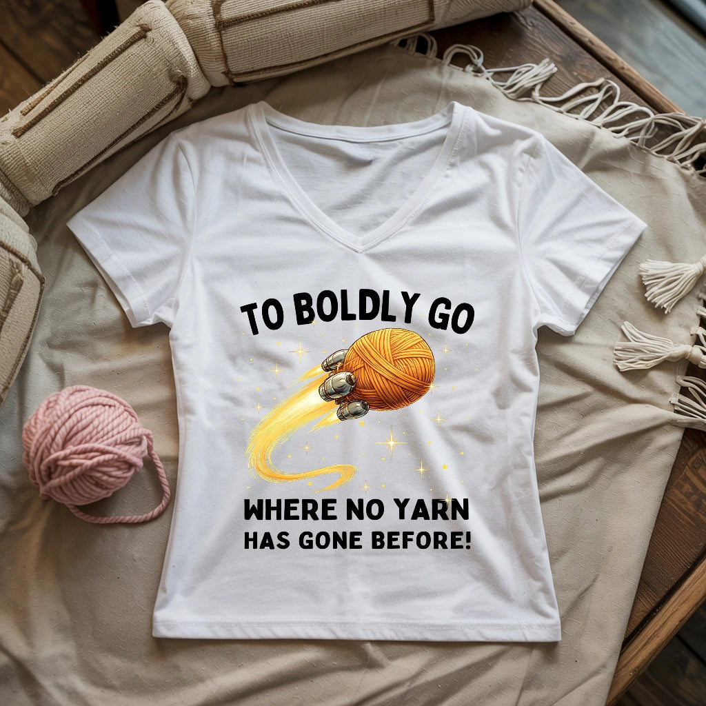 To Boldly Yarn Lady V-neck