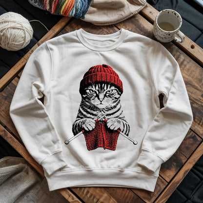 Vintage Knitting Cat Sweatshirt