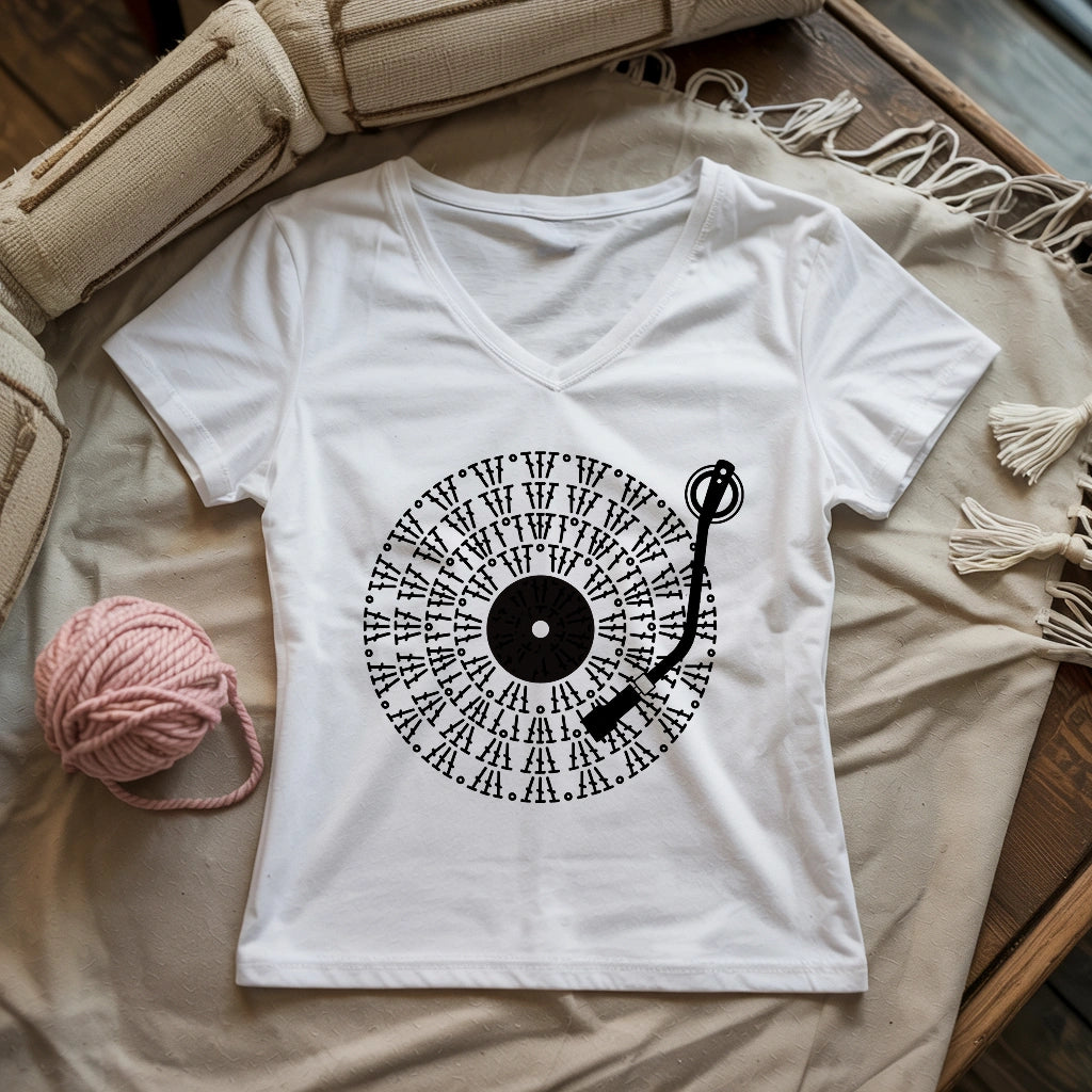 Vinyl Chart Lady V-neck