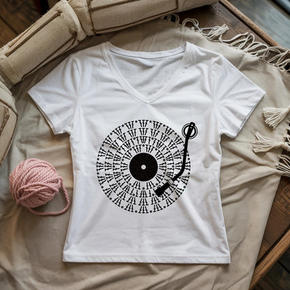 Vinyl Chart Lady V-neck
