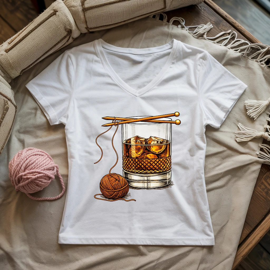 Whiskey And Yarn Lady V-neck